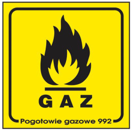 Znak uzupełniający - gaz "Gaz" 100 x 100 mm