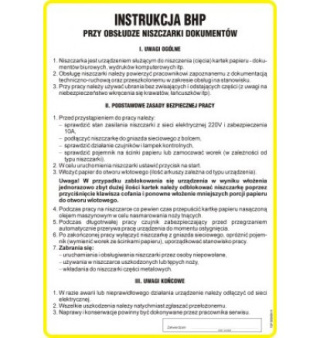 Instrukcja BHP przy obsłudze niszczarki dokumentów