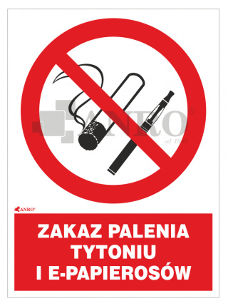 Zakaz palenia tytoniu i e-papierosów NAKLEJKA