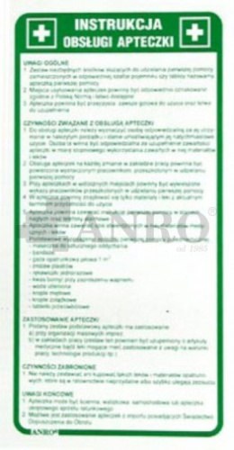 Tablica PCV Instrukcja obsługi apteczki - 110 x 220 mm