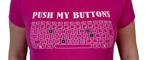 Koszulka damska z nadrukiem "Push my buttons" r.S