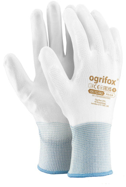 Rękawice powlekane poliuretanem białe wyskoa manualność rozm. 8 OGRIFOX