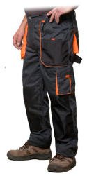 Spodnie robocze do pasa MONTER rozm. 4XL (60 / 170 cm) - pomarańczowe wstawki