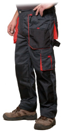 Spodnie robocze do pasa MONTER z mocnymi szwami - czerwone wstawki