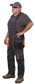 Spodnie robocze ogrodniczki MONTER rozm. 3XL (58 / 182 cm) - pomarańczowe wstawki