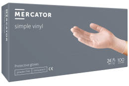 Rękawice winylowe bezpudrowe Simple Vinyl 100szt rozm. L MERCATOR