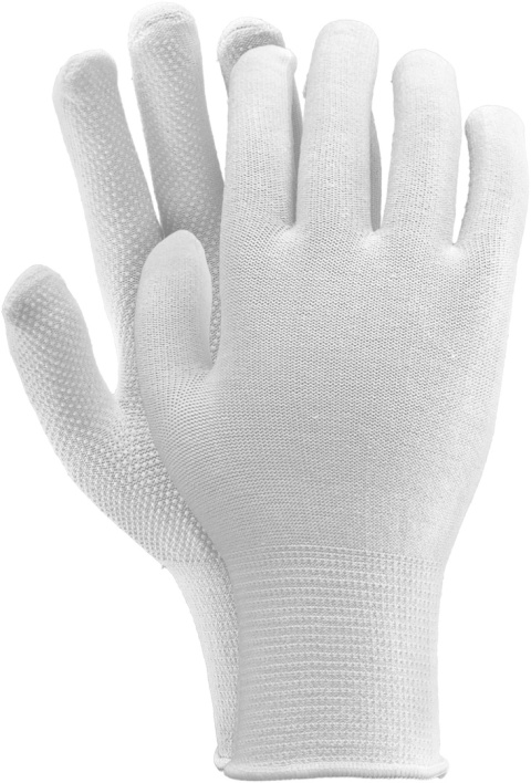 Rękawice dziane z jednostronnym mikronakropieniem białe Reis