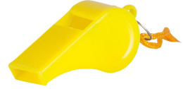 Gwizdek plastikowy sportowy na sznurku żółty Reis