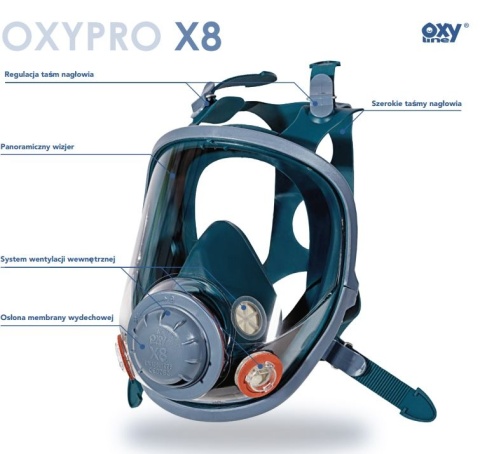 Maska pełnotwarzowa z silikonu OXYPRO X8 rozm. L OXYLINE