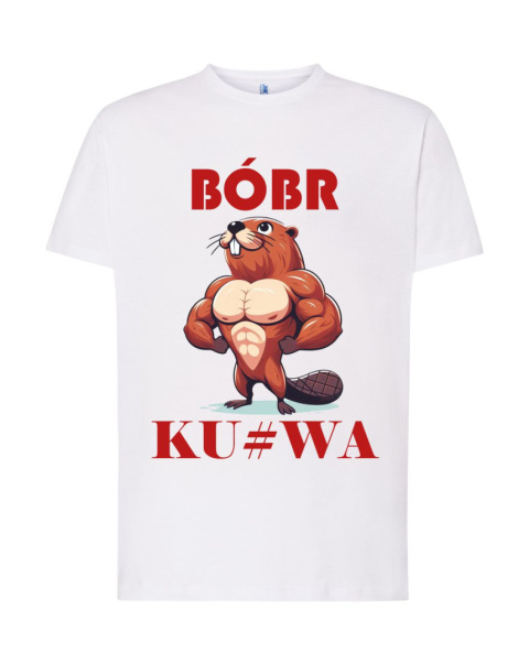 KOSZULKA z ZABAWNYM NAPISEM t-shirt MĘSKA "BÓBR KU#WA"