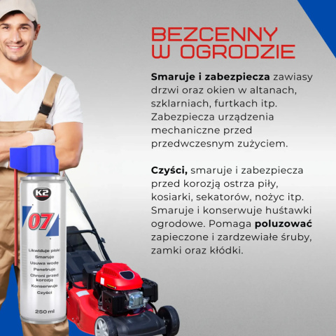 Preparat wielofunkcyjny 07 likwiduje piski smaruje, czyści, penetruje, 400 ml K2