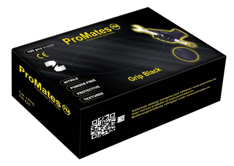 Rękawice nitrylowe czarne BARDZO GRUBE 90 szt. rozm. L ProMates