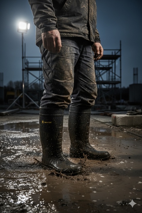 Buty gumowce bezpieczne kalosze S5 MONTER Rozm. 47 z wkładką i podnoskiem