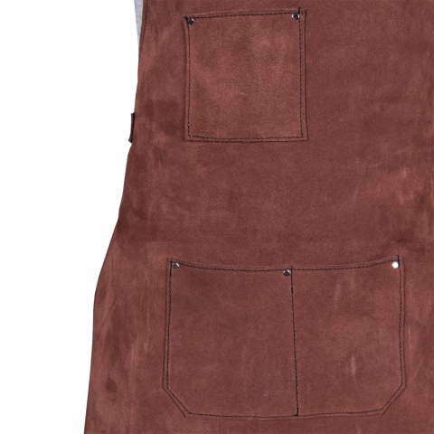 Fartuch Skórzany Rzemieślniczy – Zamszowy, z Trzema Kieszeniami i Regulowanymi Klamrami SKÓRTEX