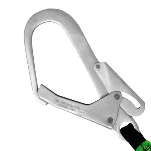 Linka Bezpieczeństwa z Karabińczykiem i Hakiem Rusztowaniowym – 1,5 m, Wytrzymałość 30 kN, EN354 REIS