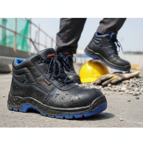 Trzewiki robocze BERGEN S1P rozm. 44 – skóra kruponowa, stalowy podnosek, wkładka antyprzebiciowa PROFUS