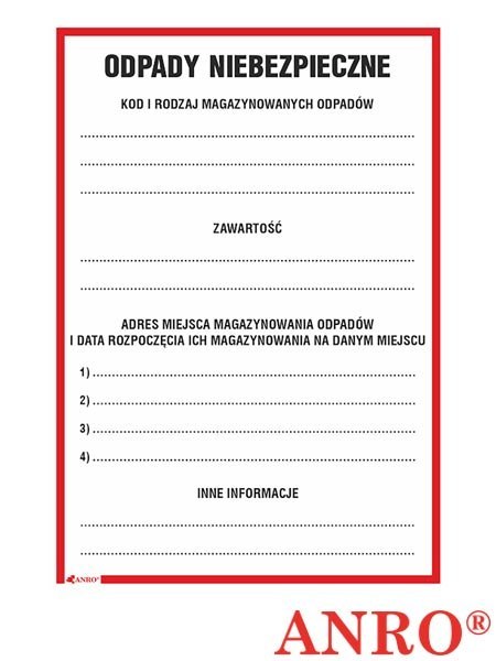 ZNAK INFORMACYJNY ANRO