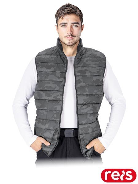 Pikowany Bezrękawnik Męski Ocieplany Regular Fit | Stójka, Kieszenie na Suwak | Lekki, Ciepły | BHP REIS