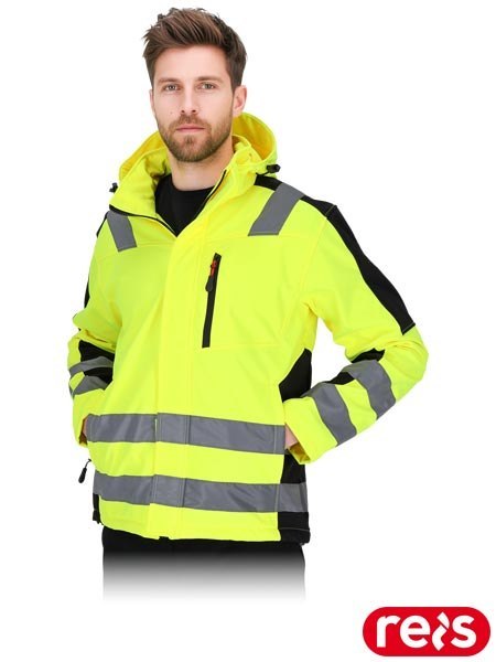 Kurtka Softshell Odblaskowa Męska | Membrana TPU, Polar | Wodoodporna i Oddychająca | BHP Drogowa REIS