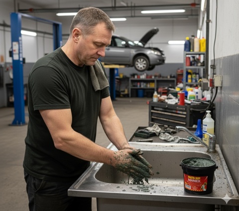 Pasta BHP do Rąk MANIEK 500g – Ścierna, Skuteczna na Oleje/Smary, Nawilżająca, Bezpieczna