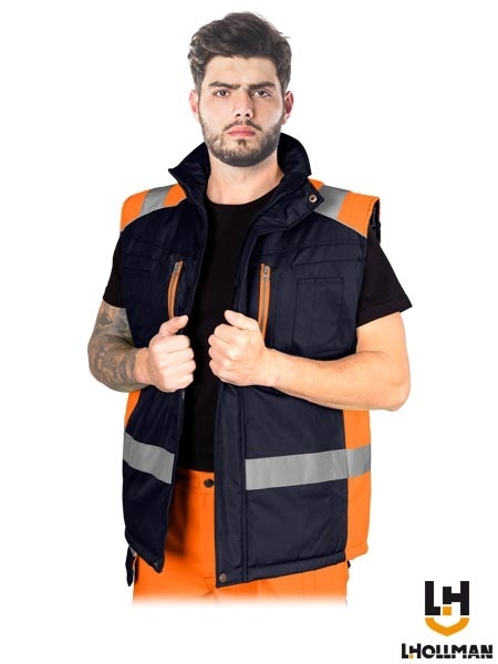 Bezrękawnik Ochronny Ocieplany | Kamizelka Robocza z Odblaskami | Wodoodporny PU L.HOLLMAN