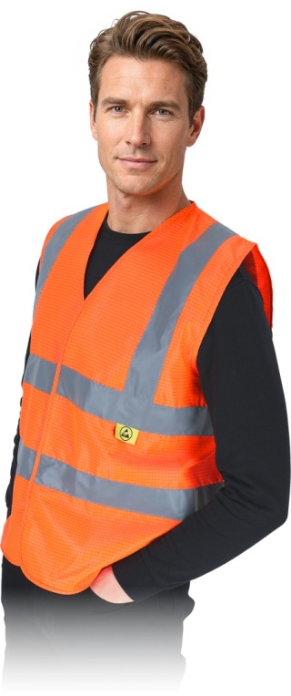 Kamizelka Ostrzegawcza Antystatyczna ESD | 2% Włókno Węglowe | Odblaskowa REIS