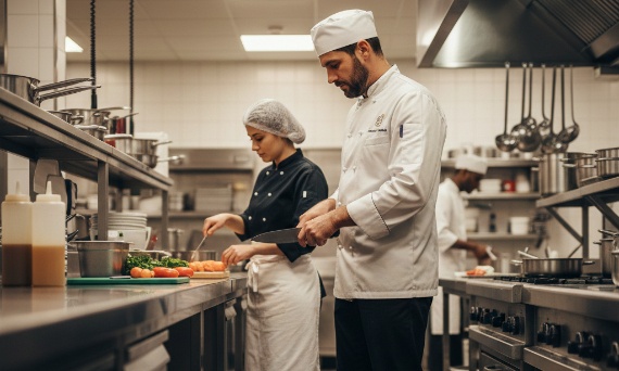 🍳 BHP w Kuchni i Gastronomii: Dwa Kluczowe Filary Bezpieczeństwa – Obuwie Antypoślizgowe i Odzież Higieniczna